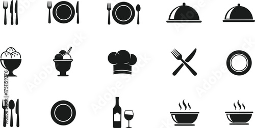 Black Icons of Food and Dining Utensils restaurant