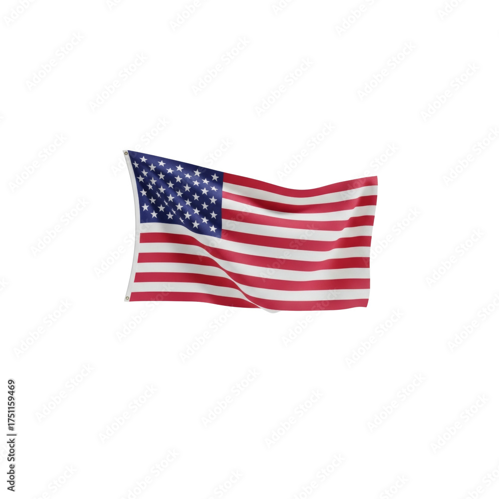 Fototapeta premium Waving american flag isolated on transparent background