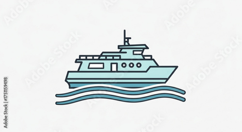 Luxury yacht boat sailing on water vector illustration for travel and cruise vacation design concept