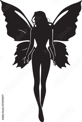 fairy silhouette with wings  vector format	