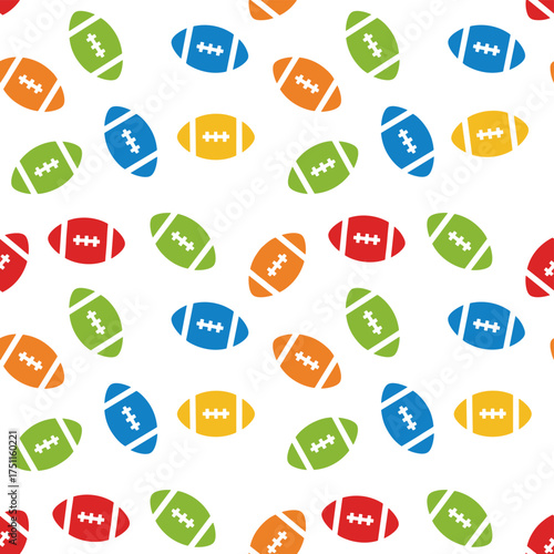 A seamless pattern featuring vibrant American footballs against a sports backdrop