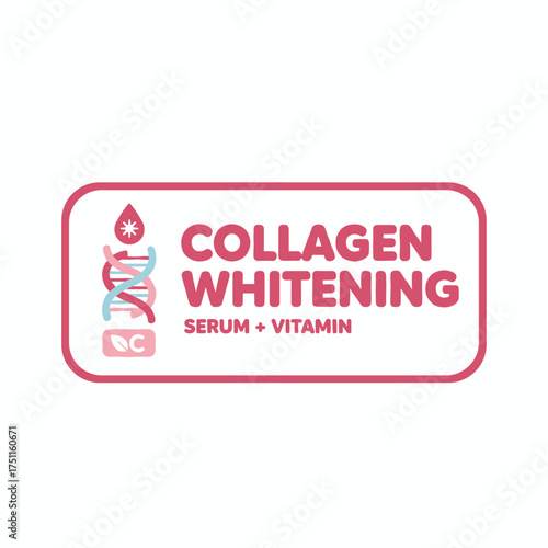 Collagen whitening, pink design, serum and vitamin, background for a skincare cosmetic concept, collagen icon, sign, symbol