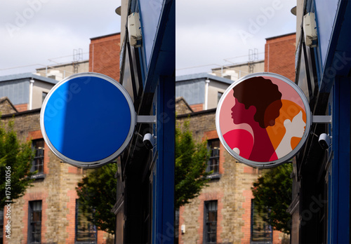 Mockup of Dublin circular Urban hanging Sign