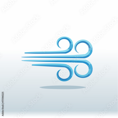 Stylized Blue Wind Icon: A Modern, Abstract Illustration Representing Air Movement