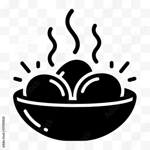 A steaming bowl of meatballs, a culinary icon representing comfort food and delicious cuisine, perfect for food blogs and restaurant menus