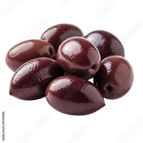A pile of dark kalamata olives on a black background