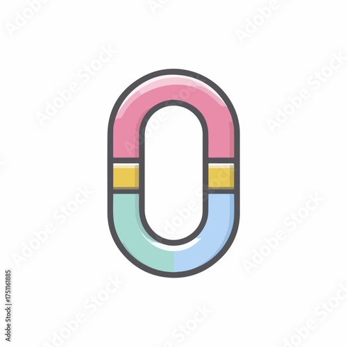 Minimalist Modern Magnet Icon in Flat Design