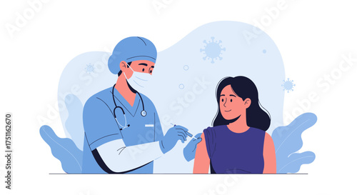 Healthcare professional administering a vaccine injection to a young person for immunization.