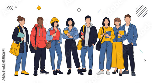 A diverse group of young students are posing for a picture together.