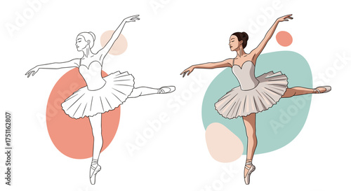 Elegant ballerina performing a graceful dance pose on pointe shoes.