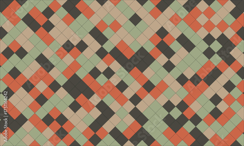 Geometric Diamond Pattern Abstract Art with Warm Color Palette