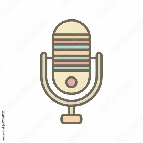 Minimalist Outline Microphone Flat Icon Design