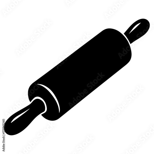 Kitchen rolling pin with rounded handles. Perfect for bakery logos, cooking icons, recipe books, cafe menus, and culinary designs.