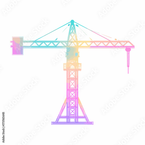 Minimalist Neon Construction Crane Icon