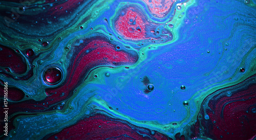 Vibrant Abstract Fluid Art with Bubbles and Swirls