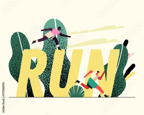 Run Concept People Running Around The Word