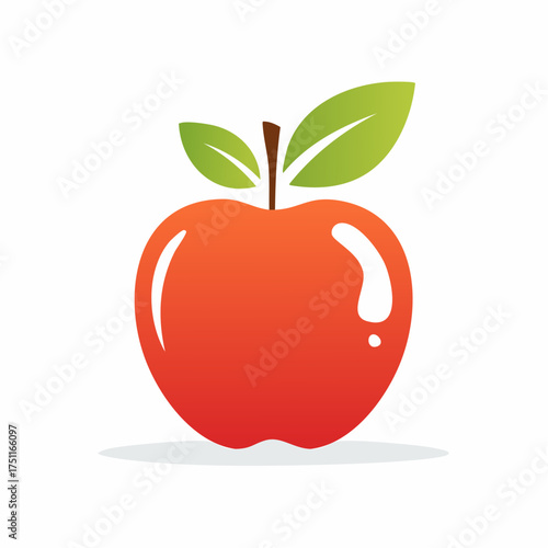 Vibrant Illustration of a Red Apple: A Healthy and Delicious Emblem for Various Uses