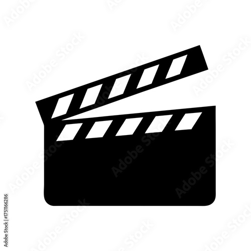 Simple Film Clapper Silhouette Minimal Movie Production Icon Clean Cinema Vector Design with White Background