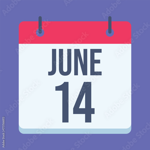 14 June World Blood Donor Day Calendar. Blue Background. Isolated Vector Calendar.