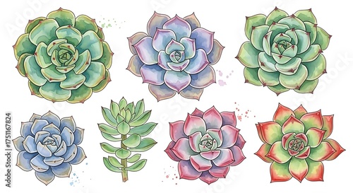 Watercolor Succulent Collection - Botanical Art for Design and Decoration.