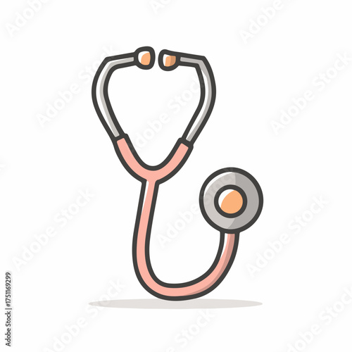 Minimalist Stethoscope Icon in Flat Design