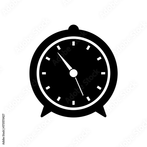 A simple black alarm clock icon