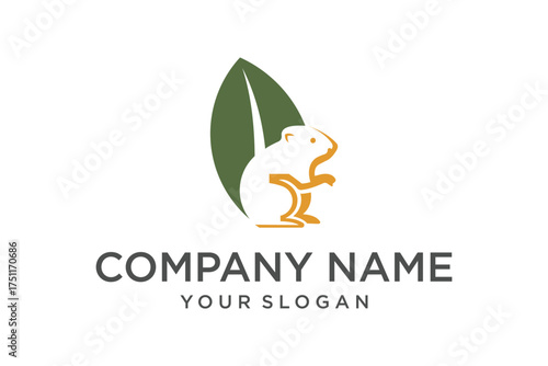 Squirrel with leaf logo for nature and eco branding logo 