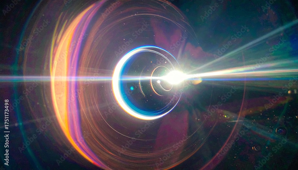 Obraz premium Black hole gravitational lensing light distortion in space