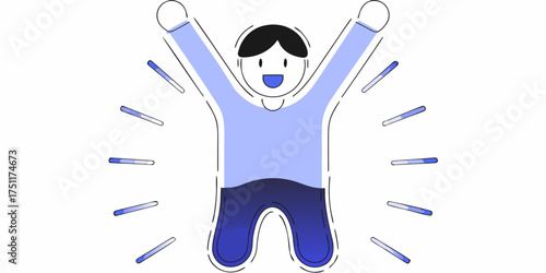 Excited Cartoon Character Jumping with Joy Success Celebration Vector Illustration
