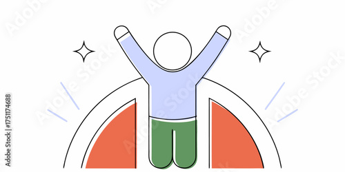 Victorious Person Celebrating Success on Stage Vector Illustration Achievement Pride