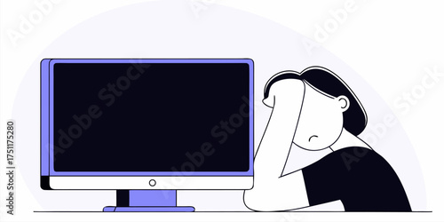 Work Stress Burnout Exhaustion Problems Girl Depression Computer Frustration Work Overload