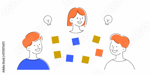 Creative meeting with team collaboration illustration design brainstorming session