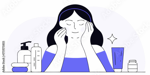 Woman Skincare Beauty Routine Product Application Facial Treatment