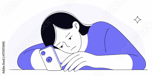 Bored Person with Phone Laying on Arm Depressed Unhappy Frustrated Sad Loneliness