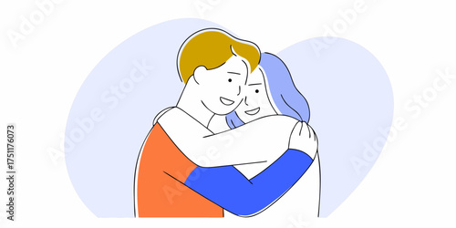 Loving Embrace Illustration Couple Affection Togetherness Bonding Relationship Support Vector