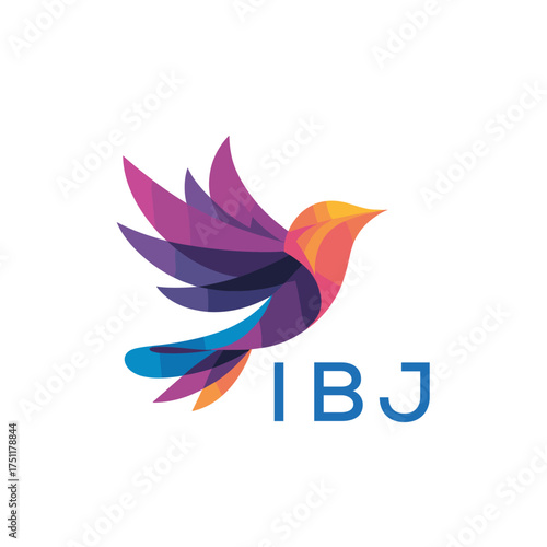 “Colorful Abstract Bird Logo Design – IBJ  Later Logo, Modern Geometric Vector Illustration”
