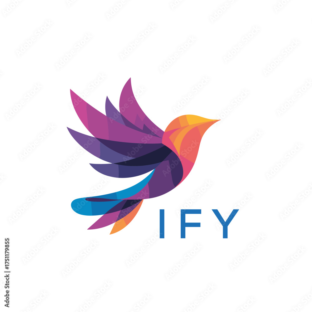 Obraz premium “Colorful Abstract Bird Logo Design – IFY Later Logo, Modern Geometric Vector Illustration” 