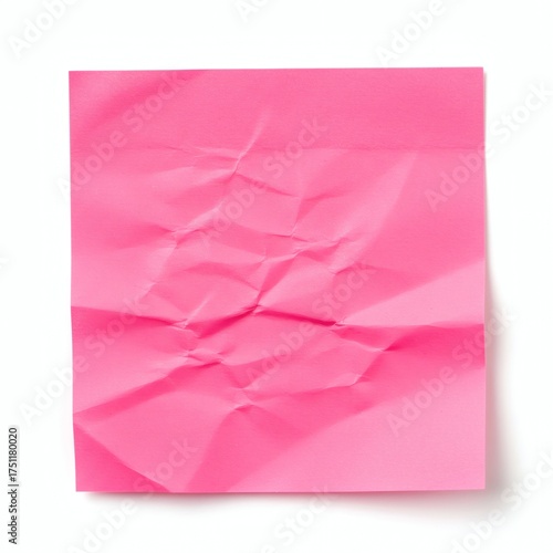 Isolated Crumpled Neon Pink Sticky Note - Idea Stress Concept	