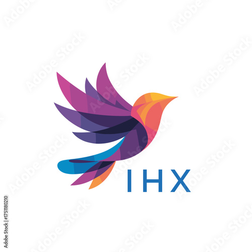 “Colorful Abstract Bird Logo Design – IHX Later Logo, Modern Geometric Vector Illustration”

