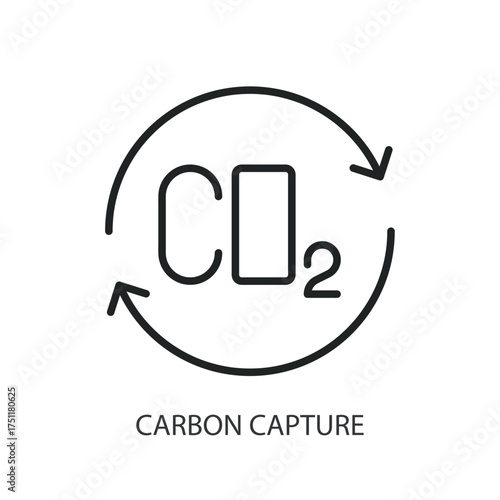 Carbon capture thin line vector icons.
