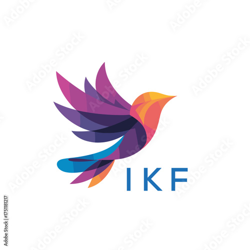 “Colorful Abstract Bird Logo Design – IKF Later Logo, Modern Geometric Vector Illustration”
