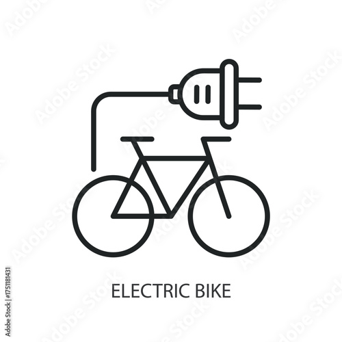 Electric bike thin line vector icons.