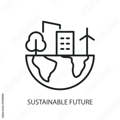 Sustainable future thin line vector icons.