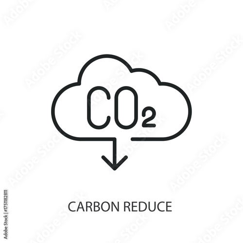 Carbon reduce thin line vector icons.