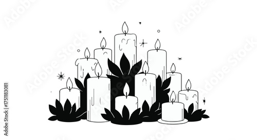 Warm glow of many candles creates a peaceful and serene atmosphere