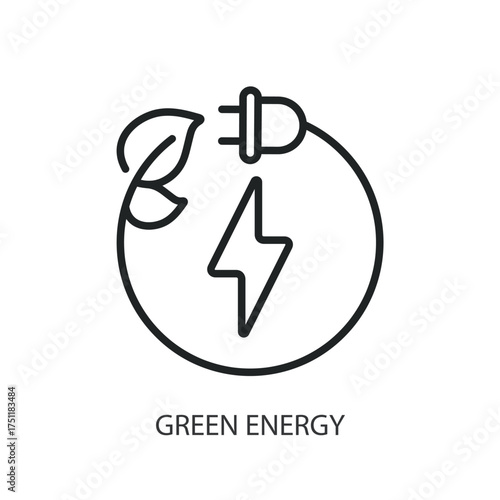 Green energy thin line vector icons.