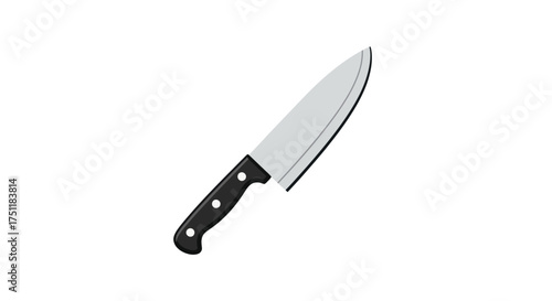 Sharp Stainless Steel Chefs Knife with Black Handle.