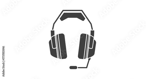 Black Gaming Headset with Integrated Microphone Isolated.