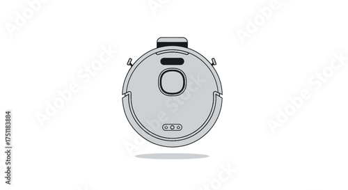 Sleek Modern Round Robotic Vacuum Cleaner with Top Controls.