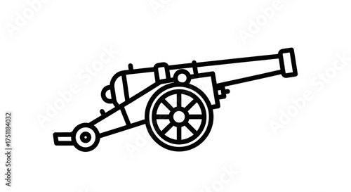 Stylized Outline of a Historical Cannon on Wheels.